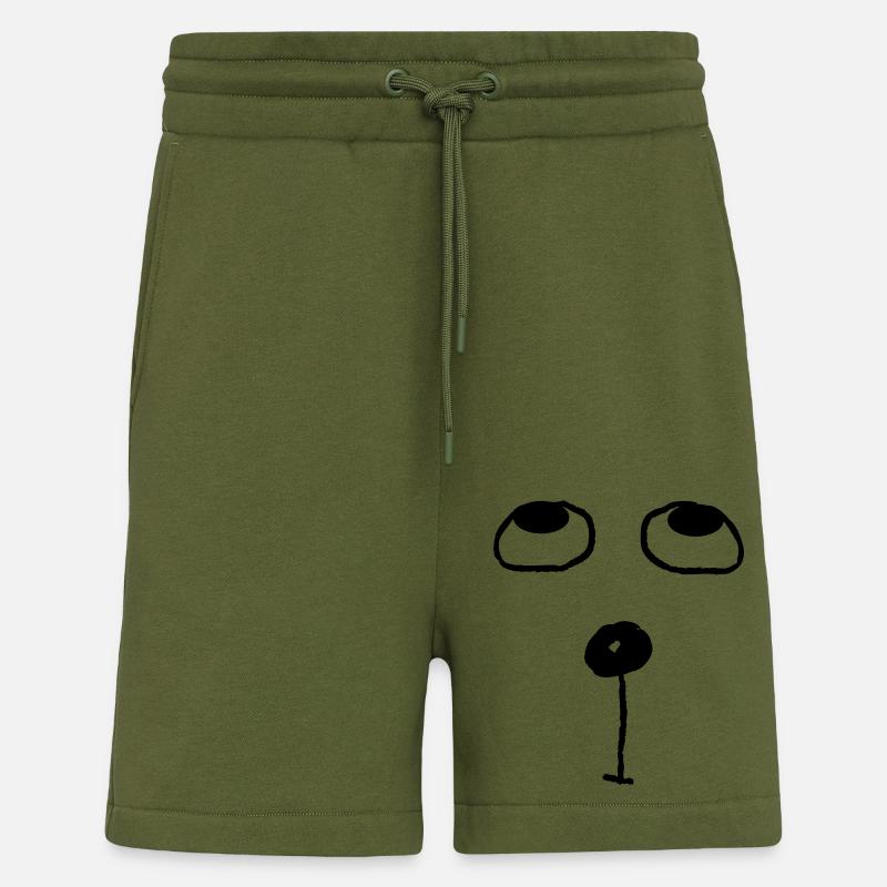 Drôle de visage de chat - Short bio décontracté fabriqué en UE - MOSS GREEN