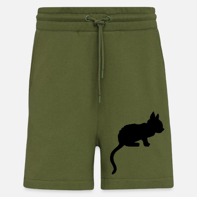 Silhouette ombre chaton mignon - Short bio décontracté fabriqué en UE - MOSS GREEN