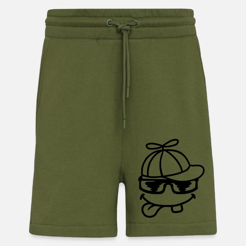 Gesicht Comic Propellermütze Windrad - Shorts - made by SPREAD - MOSS GREEN