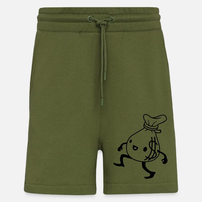 Gehender lebendiger Geldsack Comic - Shorts - made by SPREAD - MOSS GREEN