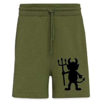 Personnage de dessin animé diable homme - Short bio décontracté fabriqué en UE - MOSS GREEN - Devant