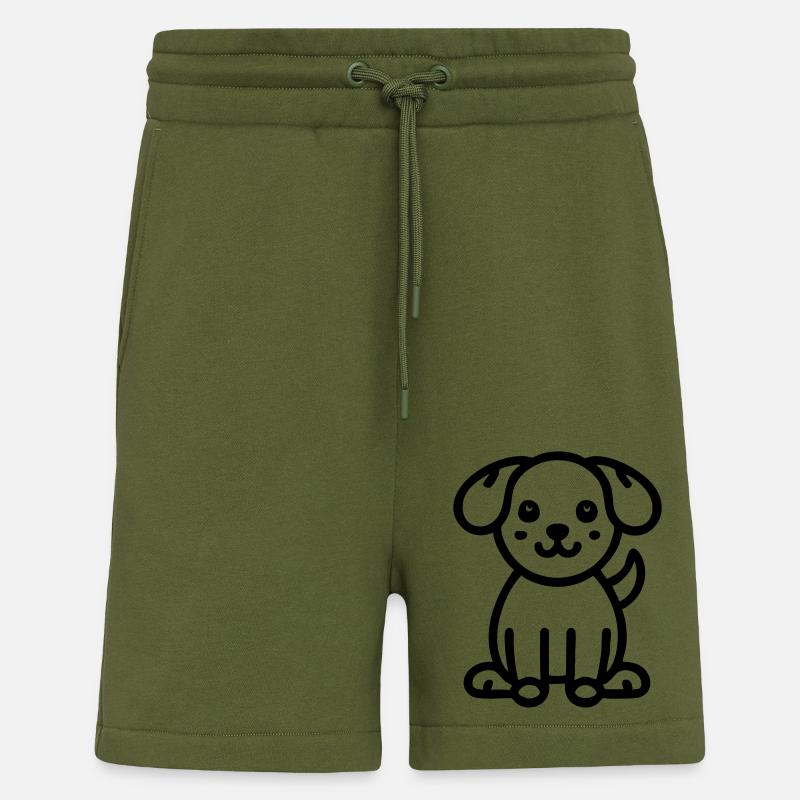 chiot mignon chien chien - Short bio décontracté fabriqué en UE - MOSS GREEN
