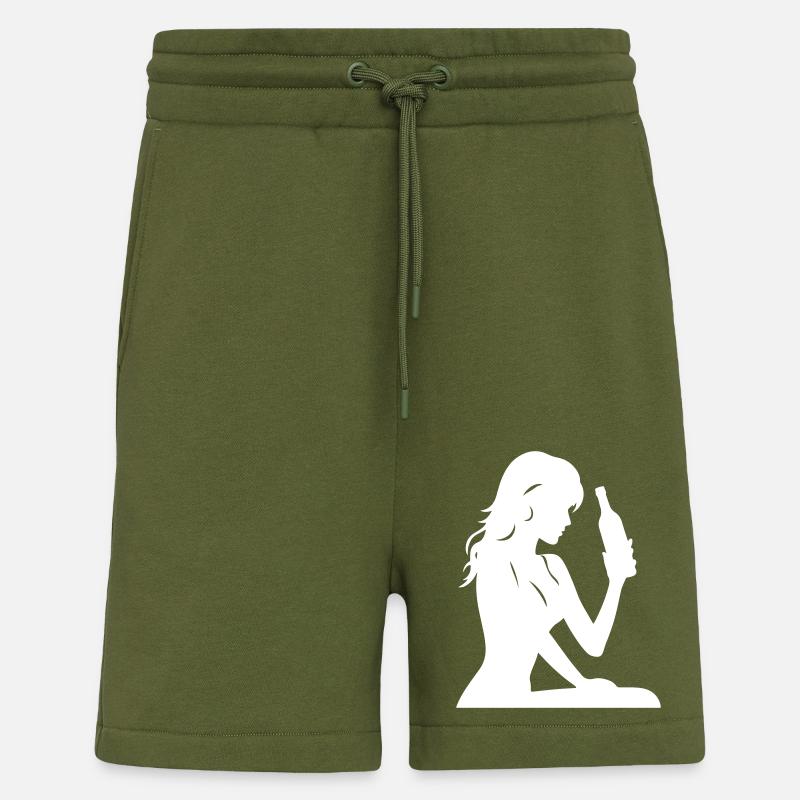 Épouse Poule Bouteille Bride - Short bio décontracté fabriqué en UE - MOSS GREEN