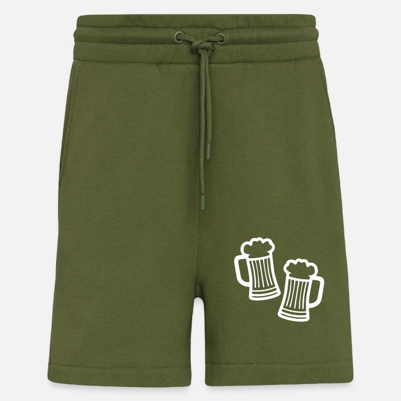Icône de chope de bière - Short bio décontracté fabriqué en UE - MOSS GREEN