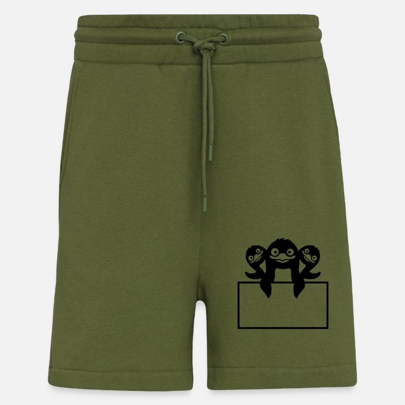 Text box 3 Penguins Shield - Shorts - made by SPREAD - MOSS GREEN
