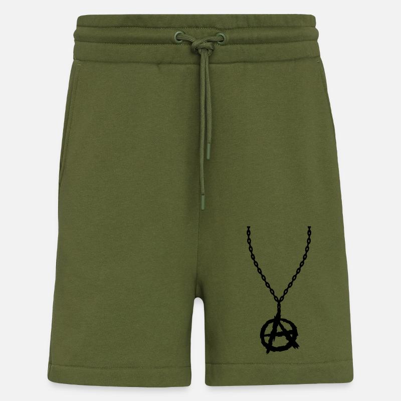 Bijoux collier symbole de l'anarchie - Short bio décontracté fabriqué en UE - MOSS GREEN