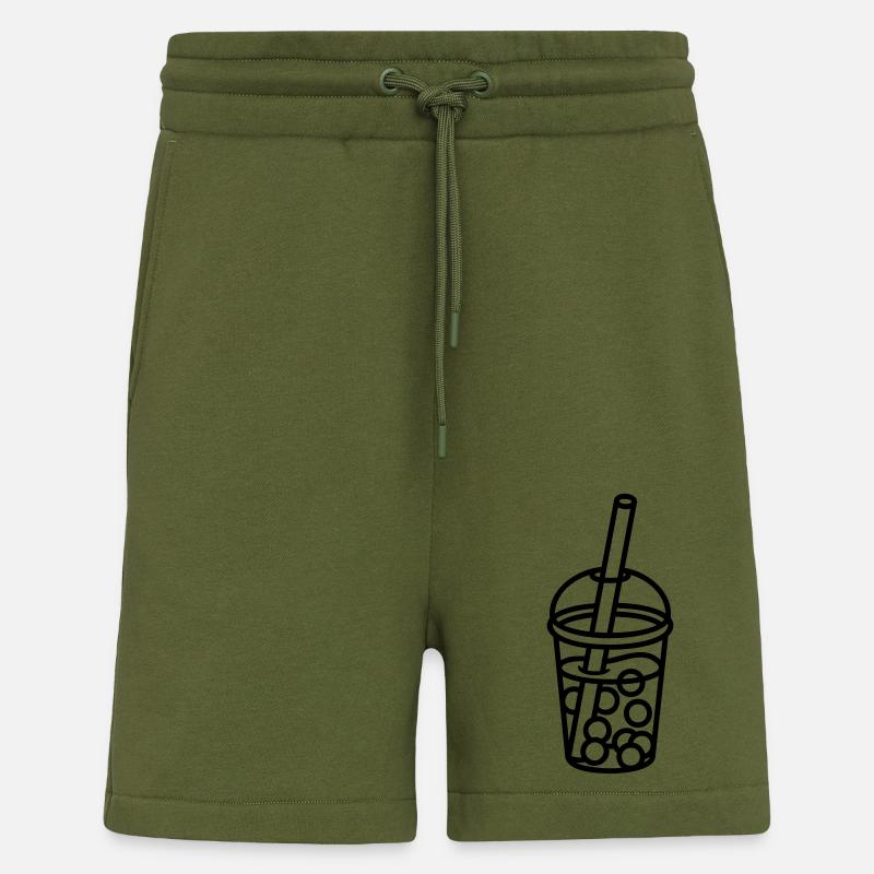 Comic Bubble Tea Design - Shorts - made by SPREAD - MOSS GREEN