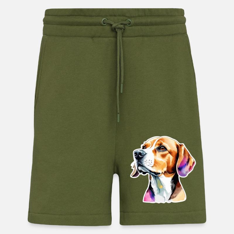Beagle Wasserfarben - Shorts - made by SPREAD - MOSS GREEN