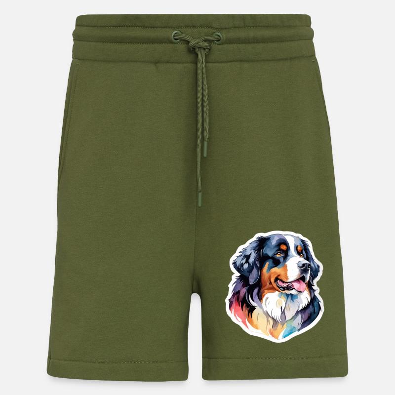 Bouvier bernois Aquarelles - Short bio décontracté fabriqué en UE - MOSS GREEN