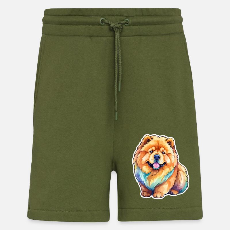 Chow Chow Aquarelles - Short bio décontracté fabriqué en UE - MOSS GREEN
