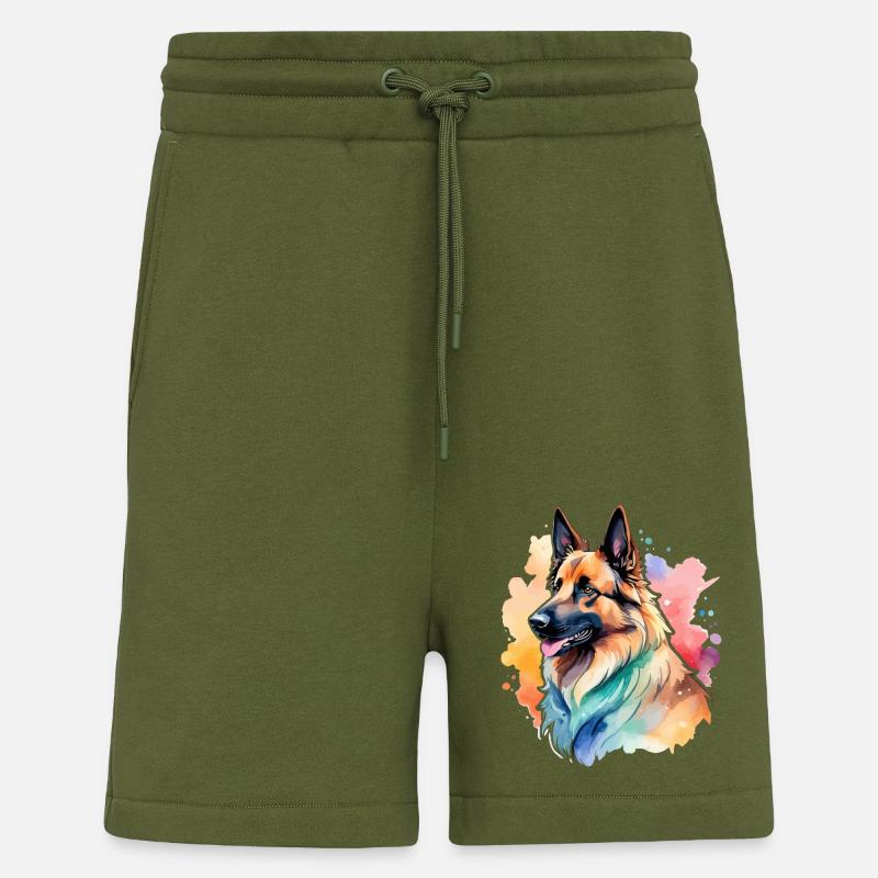 Belgischer Schäferhund Wasserfarben - Shorts - made by SPREAD - MOSS GREEN