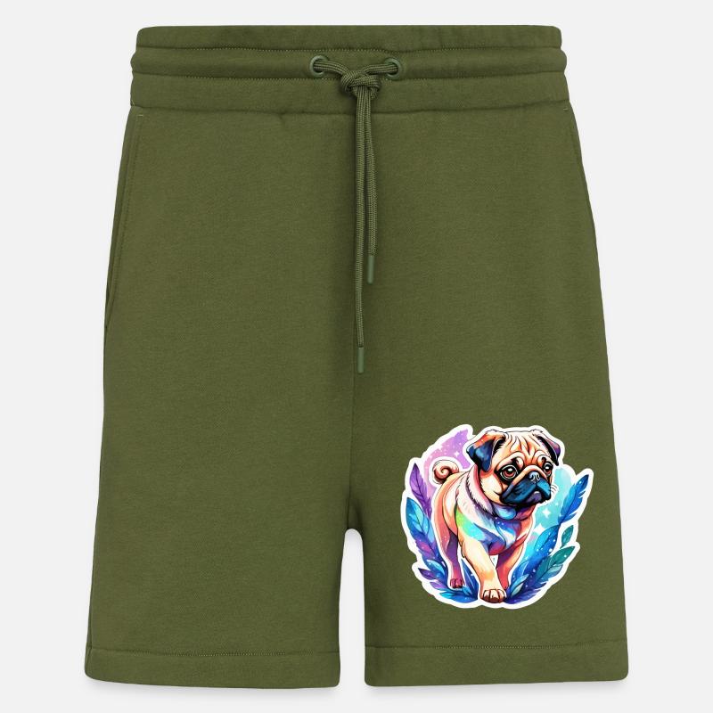 Mops Wasserfarben - Shorts - made by SPREAD - MOSS GREEN