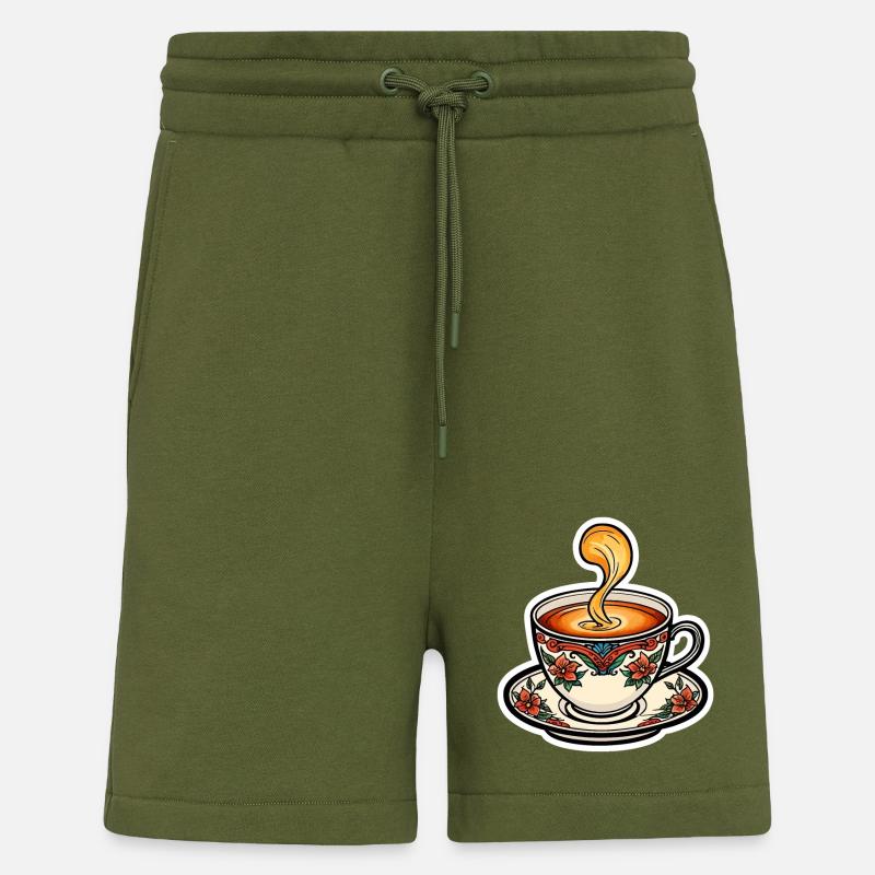 Tasse à thé Neo Traditionnel - Short bio décontracté fabriqué en UE - MOSS GREEN