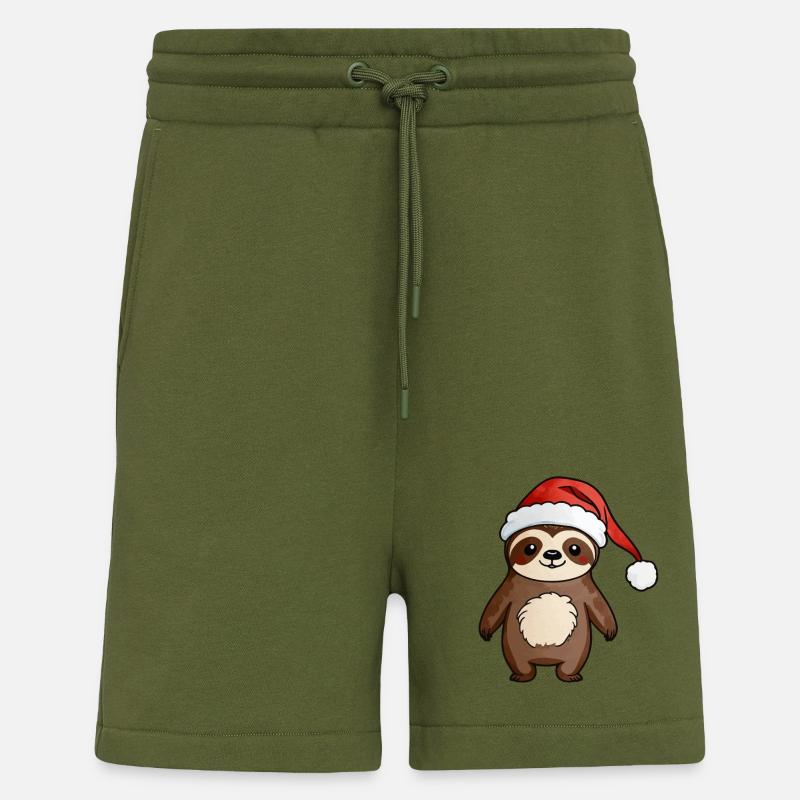 Sloth Christmas Drawing - Shorts - made by SPREAD - MOSS GREEN