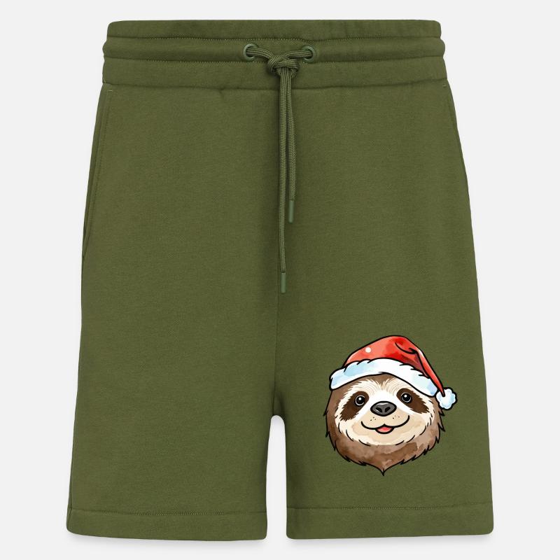 Sloth Christmas Drawing - Shorts - made by SPREAD - MOSS GREEN
