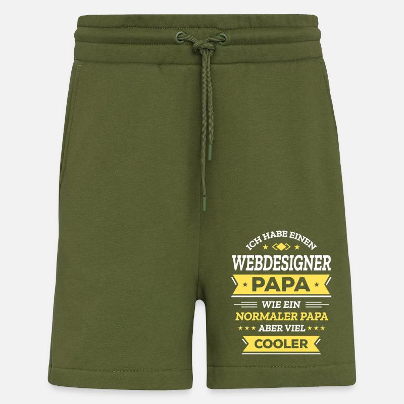 WEBDESIGNER PAPA: COOL, DIGITAL, INNOVATIV - Shorts - made by SPREAD - MOSS GREEN