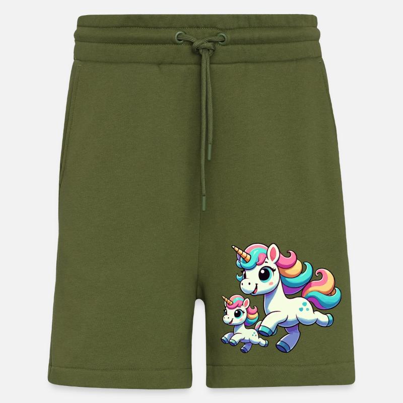 Einhorn-Mutter mit Kind - Shorts - made by SPREAD - MOSS GREEN
