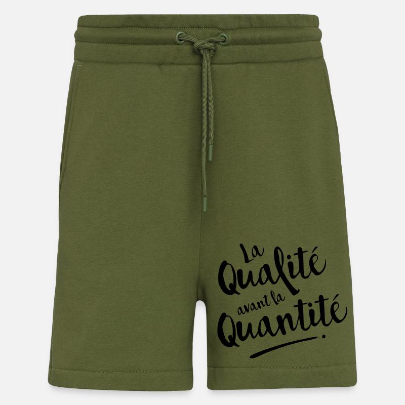 QUALITY OVER QUANTITY - Shorts - made by SPREAD - MOSS GREEN