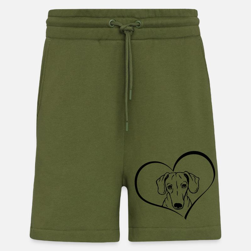 Teckel dans le cœur - Short bio décontracté fabriqué en UE - MOSS GREEN