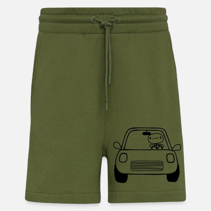 Bande dessinée Car Driver - Short bio décontracté fabriqué en UE - MOSS GREEN