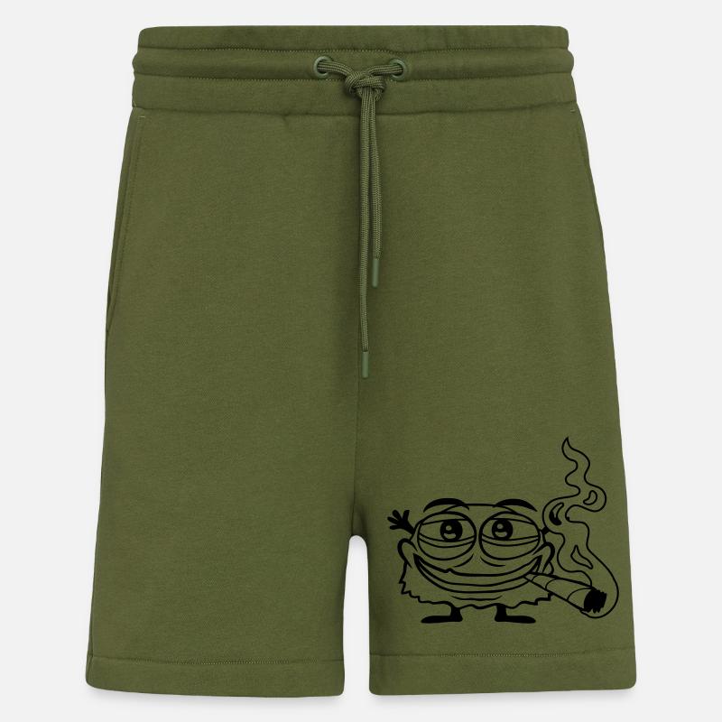 Hemp smoking funny monster - Shorts - made by SPREAD - MOSS GREEN