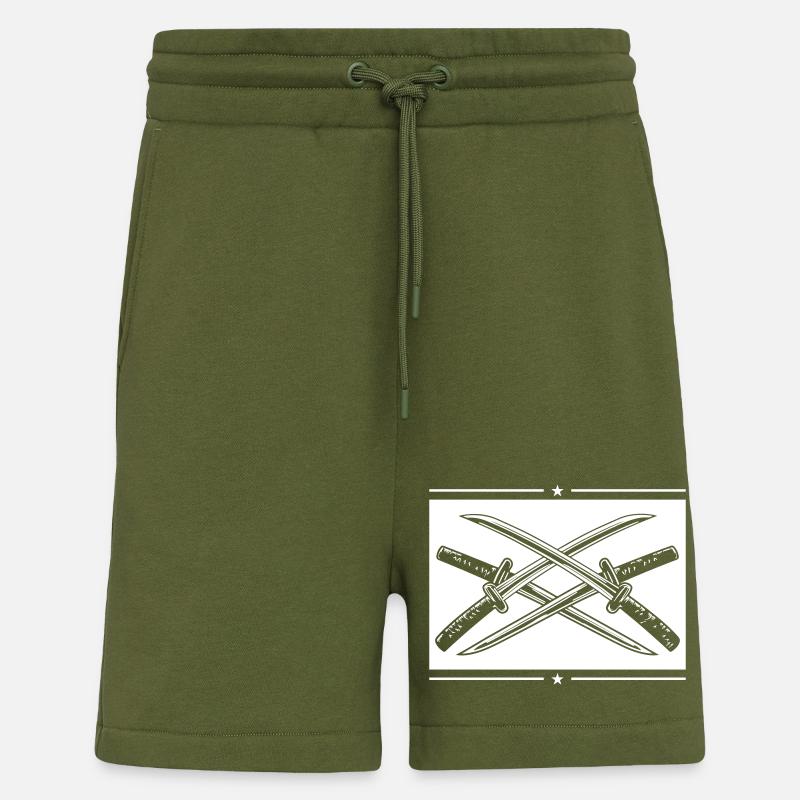 Élément d’épée de samouraï - Short bio décontracté fabriqué en UE - MOSS GREEN