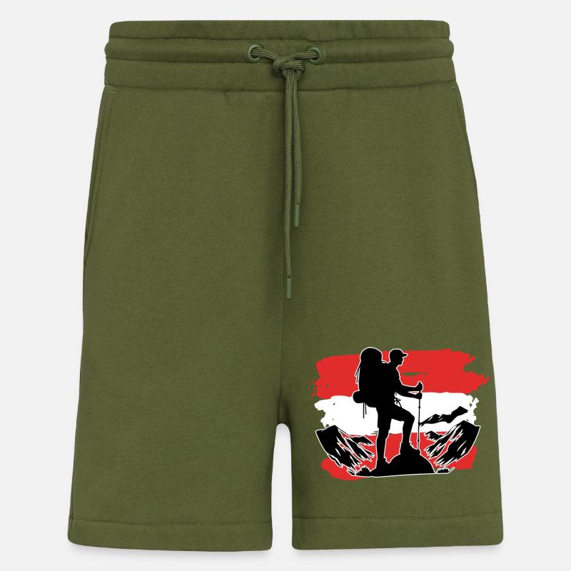 Drapeau autrichien Randonneurs - Short bio décontracté fabriqué en UE - MOSS GREEN
