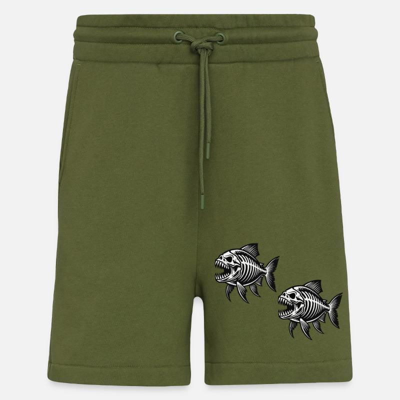Squelette Piranha 2 - Short bio décontracté fabriqué en UE - MOSS GREEN