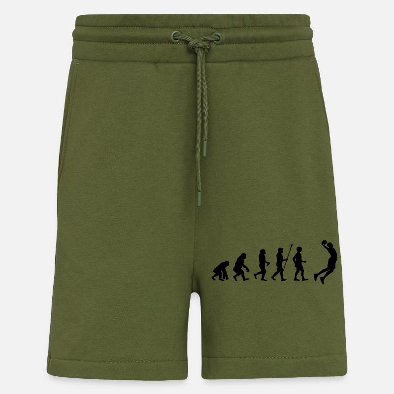 basketball Evolution - Basketballer beim Dunking - Shorts - made by SPREAD - MOSS GREEN