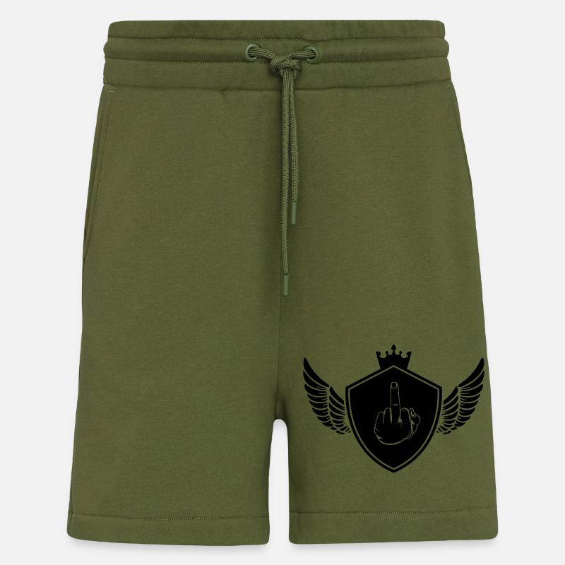 wappen mittelfinger - Shorts - made by SPREAD - MOSS GREEN