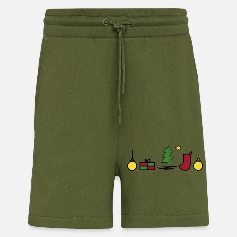 Des symboles amusants pour Noël - Short bio décontracté fabriqué en UE - MOSS GREEN