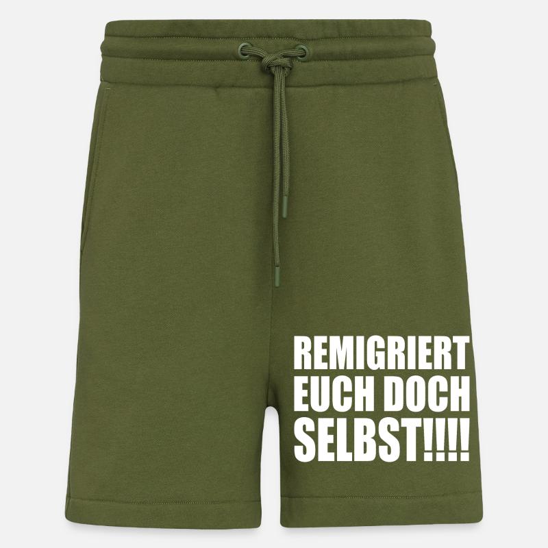 Remigrate yourselves - Shorts - made by SPREAD - MOSS GREEN