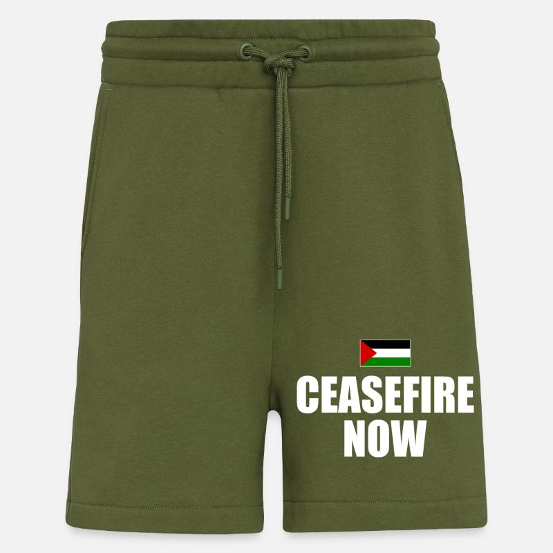 ceasefire now - Shorts - made by SPREAD - MOSS GREEN