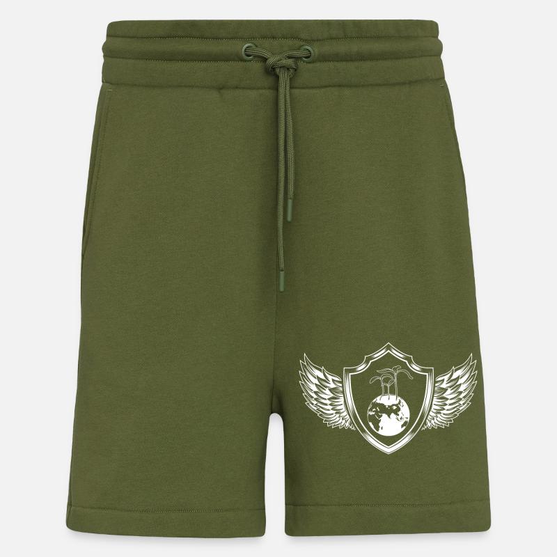 Planet Erde Schild - Shorts - made by SPREAD - MOSS GREEN