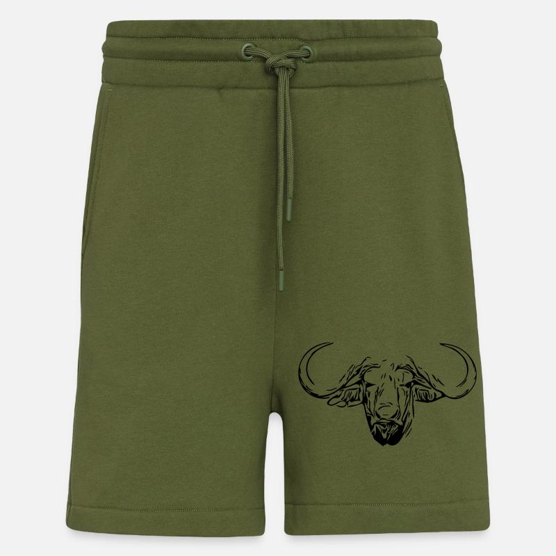 Vannbøffelhode - Organic Relaxed shorts produsert i EU - MOSS GREEN