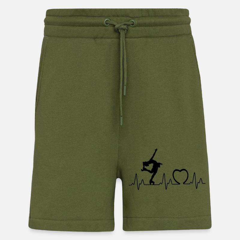 Heartbeat avec coeur roll2 - Short bio décontracté fabriqué en UE - MOSS GREEN