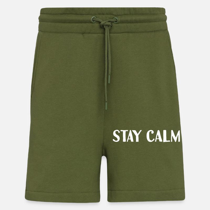 Restez calme - Short bio décontracté fabriqué en UE - MOSS GREEN