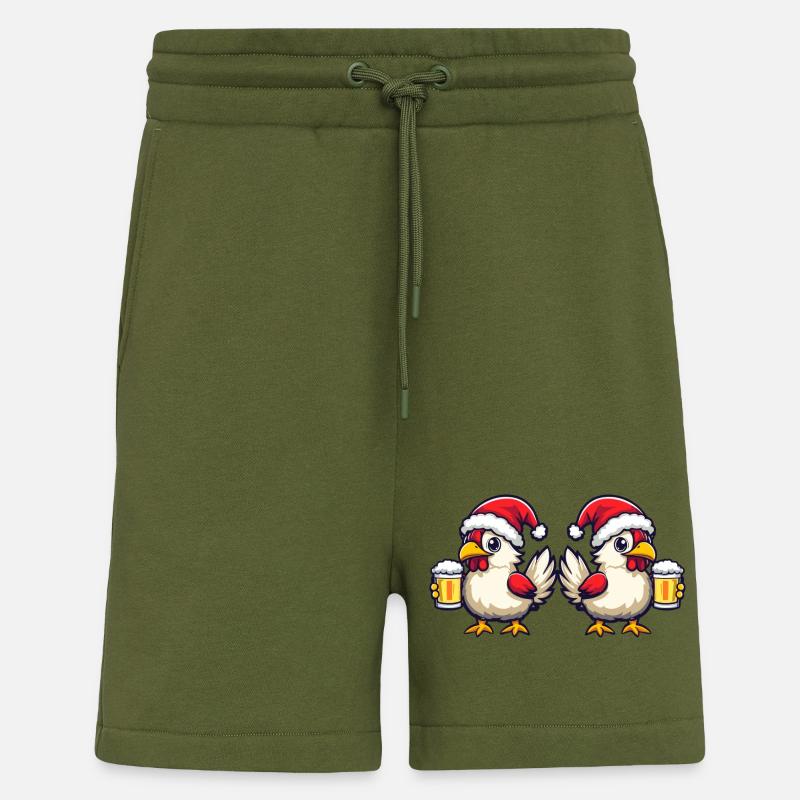 Huhn Weihnachten Bier Team - Shorts - made by SPREAD - MOSS GREEN