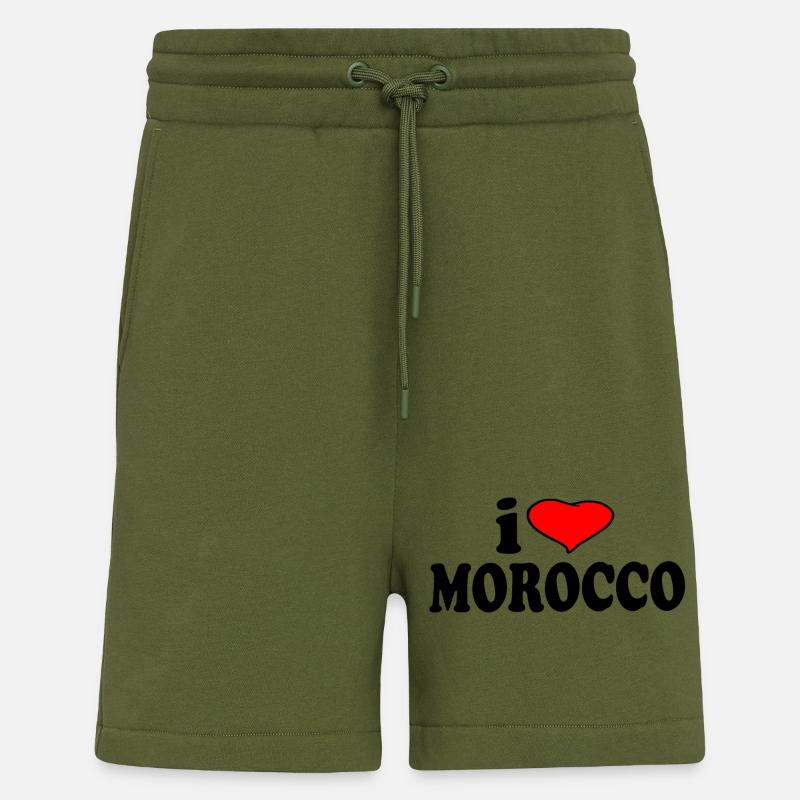 Maroc - J’aime le Maroc - Short bio décontracté fabriqué en UE - MOSS GREEN