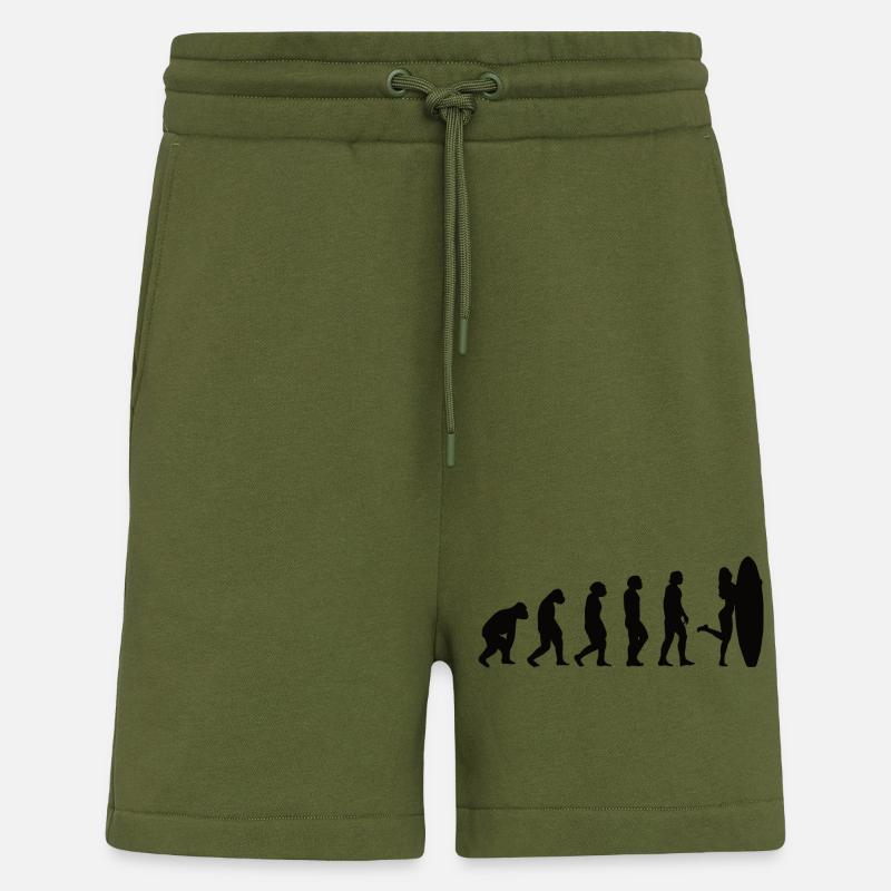 Surfer Surfboard Surfing Evolution Surfing - Shorts - made by SPREAD - MOSS GREEN