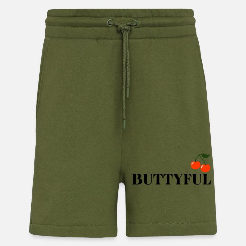 Buttyful aux cerises rouges - Short bio décontracté fabriqué en UE - MOSS GREEN