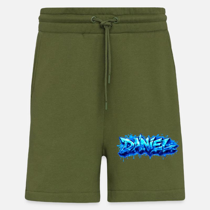 Graffiti DANIEL Name Gift Ideal Printable - Shorts - made by SPREAD - MOSS GREEN