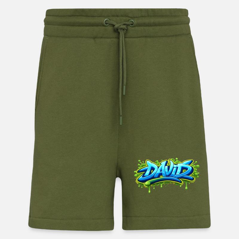 Graffiti name DAVID printable on everything - Shorts - made by SPREAD - MOSS GREEN