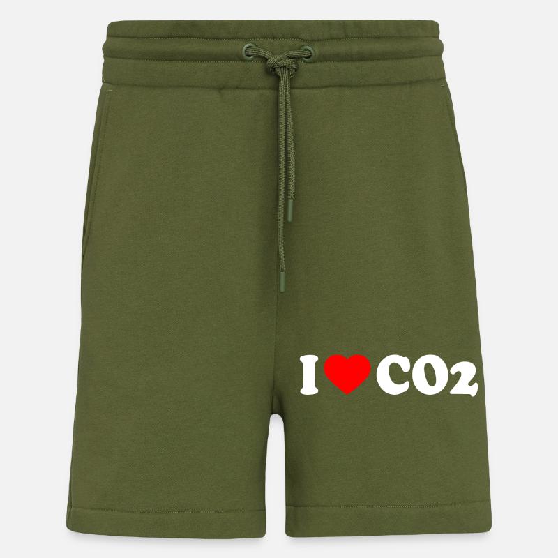 I love co2 - Short bio décontracté fabriqué en UE - MOSS GREEN