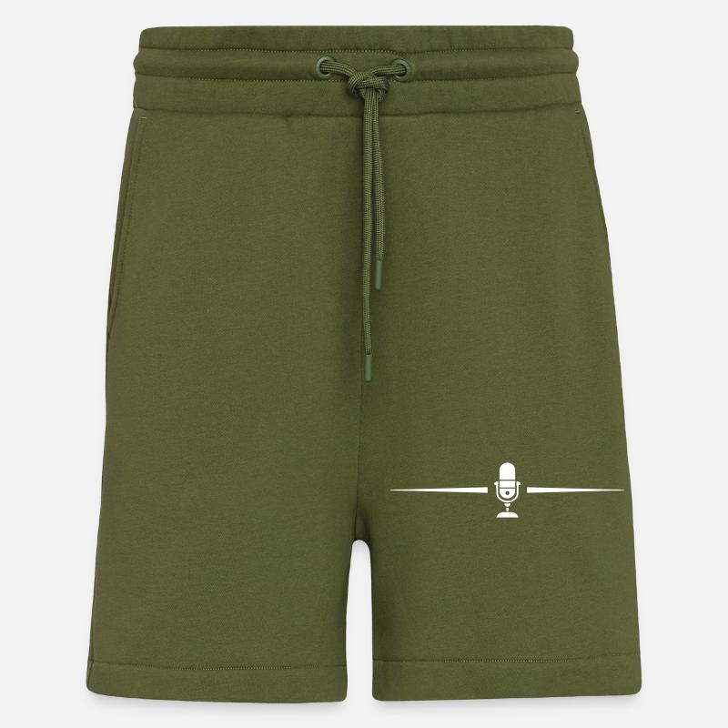 Ligne d’icônes de microphone - Short bio décontracté fabriqué en UE - MOSS GREEN