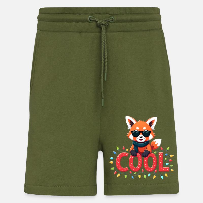 Joyeux Noël - Édition Panda Rouge - Short bio décontracté fabriqué en UE - MOSS GREEN