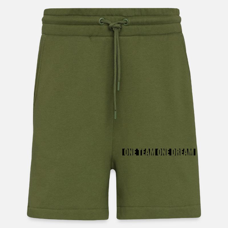 Slogan Une équipe - Short bio décontracté fabriqué en UE - MOSS GREEN