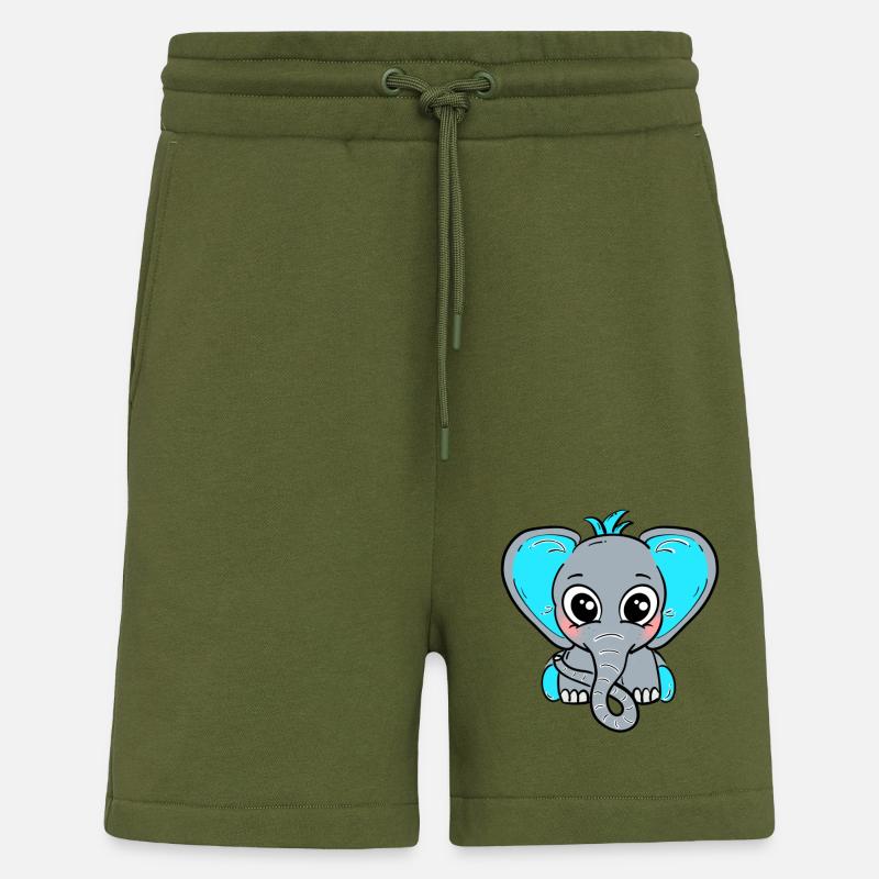 Bébé éléphant garçon bleu - Short bio décontracté fabriqué en UE - MOSS GREEN