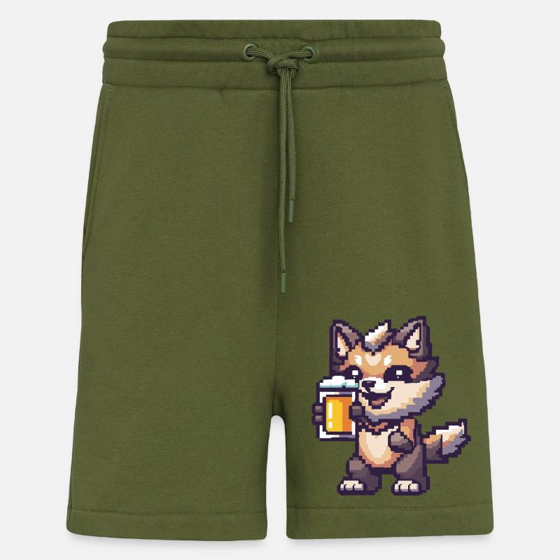 Wolf Pixel Bier - Shorts - made by SPREAD - MOSS GREEN