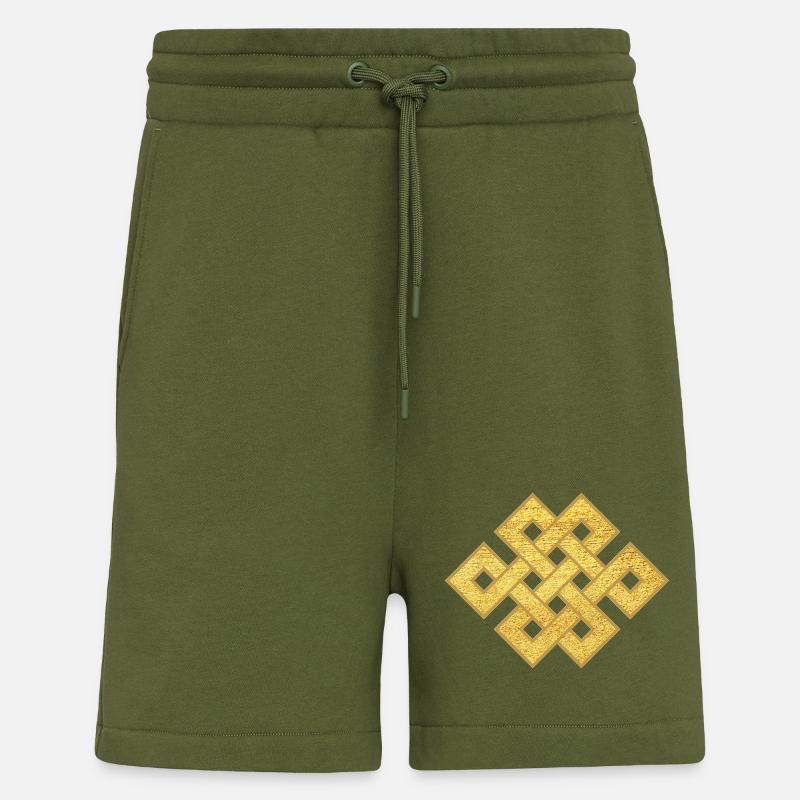 Endeløs knude Symbol Forbindelse Buddhistisk Beskyttelse - Organic relaxed shorts made in EU - MOSS GREEN